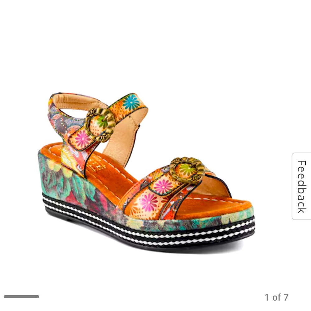 Lartiste by Spring Step camel multi color sandals. Velcro strap Size 7.5 New